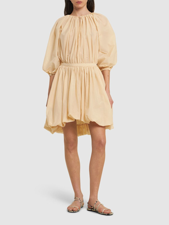 Draped cotton blend short dress - Thumbnail 2