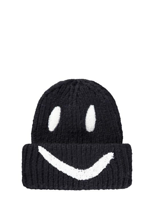 Molo: Smiley polyester knit beanie - Black - kids-boys_0 | Luisa Via Roma