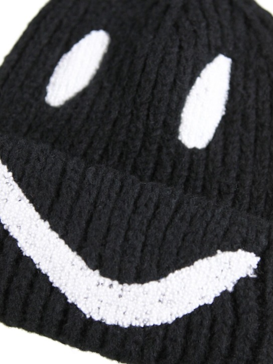Molo: Smiley polyester knit beanie - Black - kids-boys_1 | Luisa Via Roma