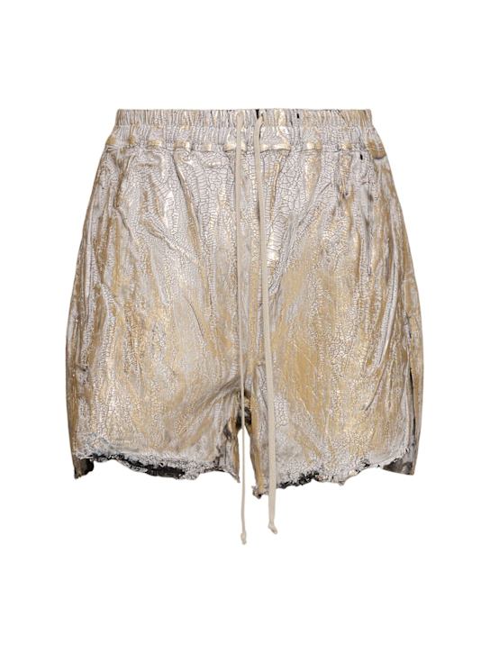 Rick Owens: Boxers gold denim shorts - Gold/Silver - men_0 | Luisa Via Roma
