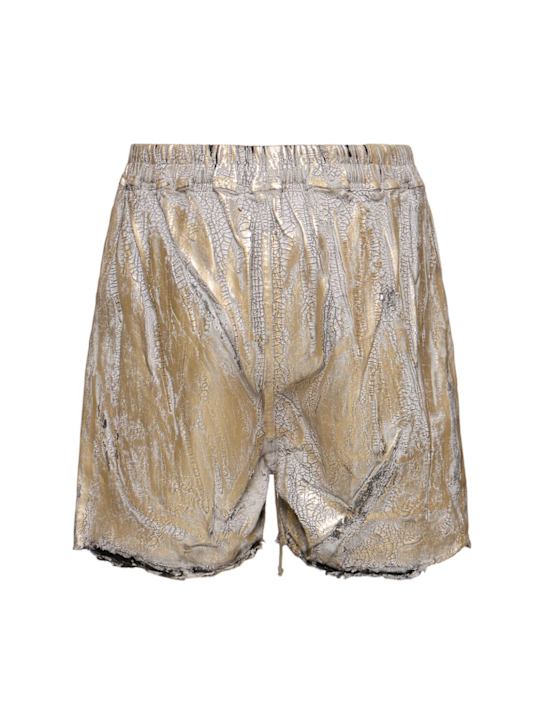 Rick Owens: Boxers gold denim shorts - Gold/Silver - men_3 | Luisa Via Roma