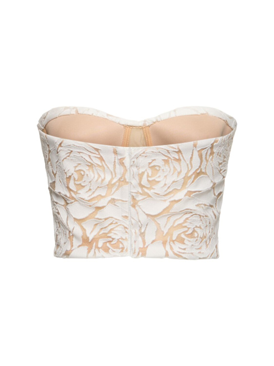 Ermanno Scervino: Flower embroidered cotton blend top - White - women_3 | Luisa Via Roma
