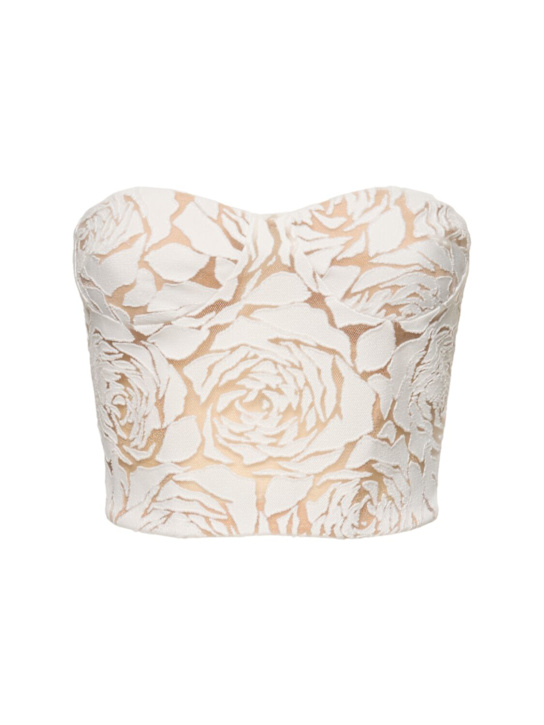 Ermanno Scervino: Flower embroidered cotton blend top - White - women_0 | Luisa Via Roma
