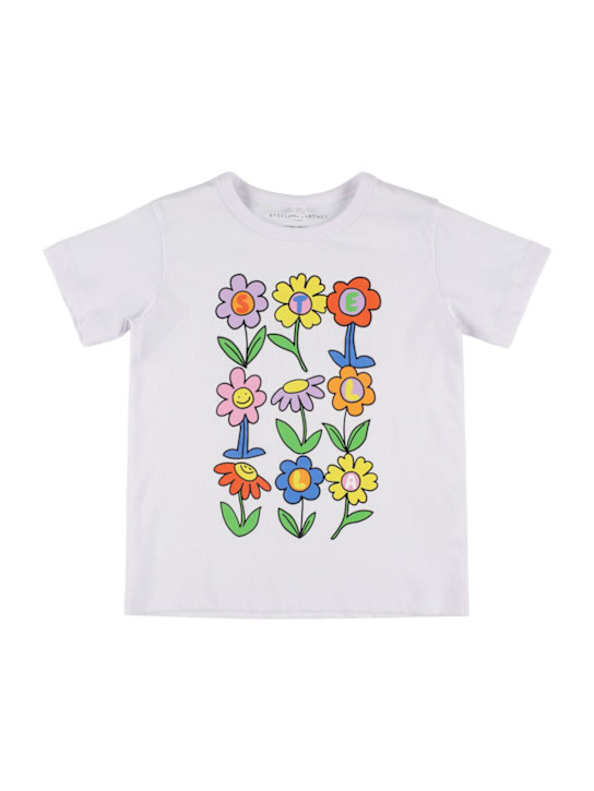 Stella McCartney Kids: Printed cotton jersey t-shirt - ホワイト - kids-girls_0 | Luisa Via Roma