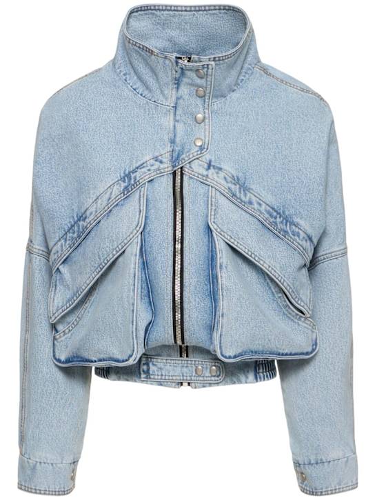 Magda Butrym: Denim zip-up jacket - Light Blue - women_0 | Luisa Via Roma