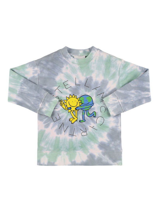 Stella McCartney Kids: Printed cotton sweatshirt - グリーン/ホワイト - kids-boys_0 | Luisa Via Roma