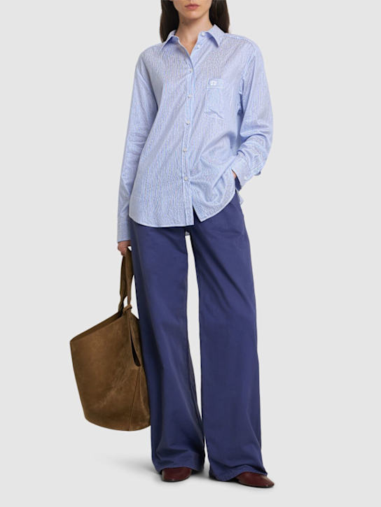 Blazé Milano: Catalina Anabas striped silk blend shirt - Blue/White - women_1 | Luisa Via Roma