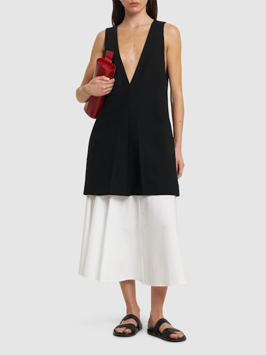 Carven: Vestito in misto lana / scollo a V - Navy - women_1 | Luisa Via Roma
