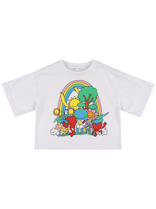 Stella McCartney Kids: Printed cotton jersey t-shirt - ホワイト - kids-girls_0 | Luisa Via Roma