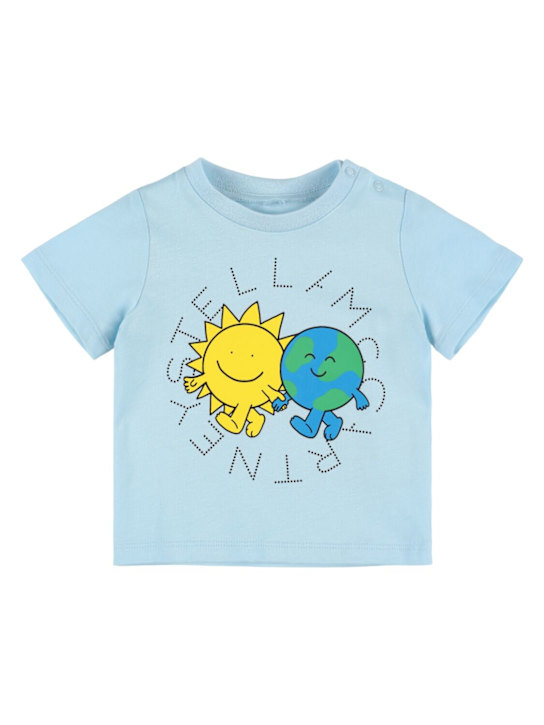 Stella McCartney Kids: Printed cotton jersey t-shirt - ライトブルー - kids-boys_0 | Luisa Via Roma