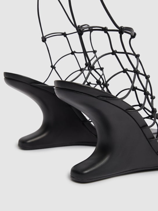Rick Owens: 80mm Web Cantilever leather sandals - Black - women_3 | Luisa Via Roma