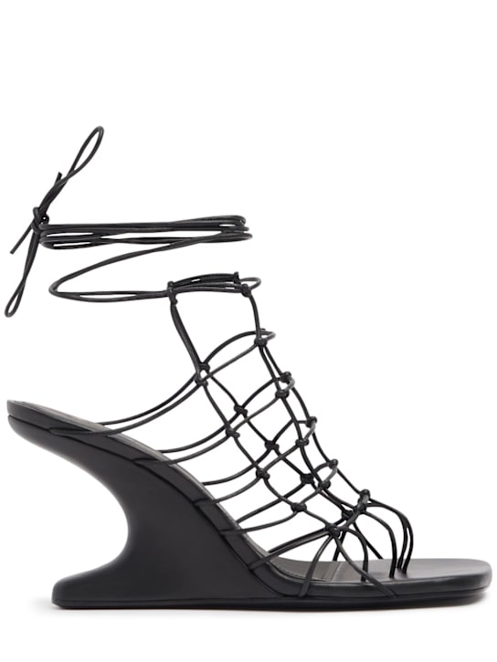 Rick Owens: 80mm Web Cantilever leather sandals - Black - women_0 | Luisa Via Roma
