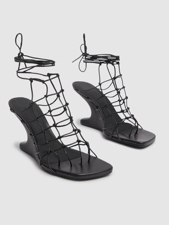 Rick Owens: 80mm Web Cantilever leather sandals - Black - women_2 | Luisa Via Roma
