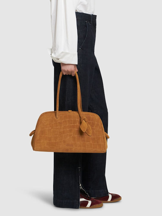 Jacquemus: Le Turismo croc suede shoulder bag - women_1 | Luisa Via Roma