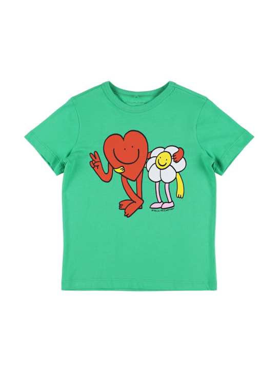Stella McCartney Kids: Printed cotton jersey t-shirt - グリーン - kids-girls_0 | Luisa Via Roma