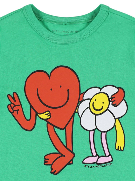 Stella McCartney Kids: Printed cotton jersey t-shirt - グリーン - kids-girls_1 | Luisa Via Roma
