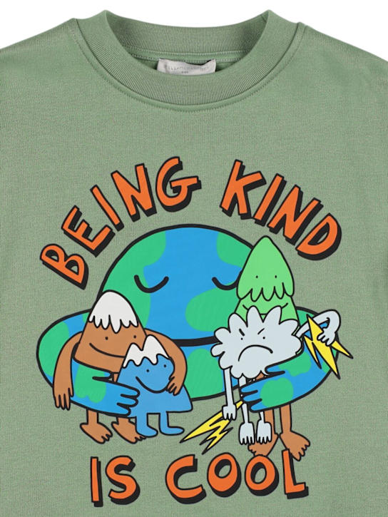 Stella McCartney Kids: Printed cotton sweatshirt - ミリタリーグリーン - kids-boys_1 | Luisa Via Roma