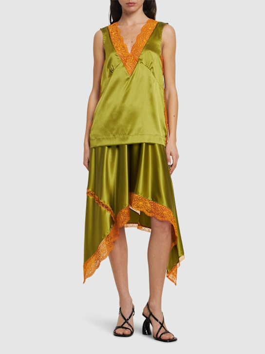 Dries Van Noten: Shake stretch silk satin skirt - Green - women_1 | Luisa Via Roma