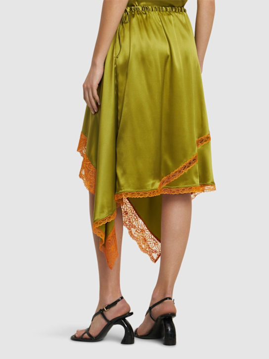 Dries Van Noten: Shake stretch silk satin skirt - Green - women_2 | Luisa Via Roma