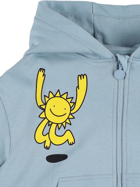 Stella McCartney Kids: Printed cotton zipped sweatshirt - ライトブルー - kids-boys_1 | Luisa Via Roma