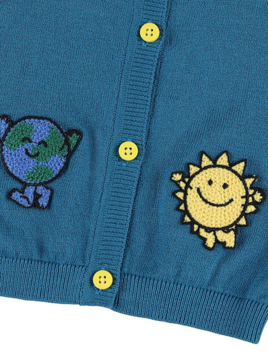 Stella McCartney Kids: Cotton & wool knit cardigan - ブルー - kids-boys_1 | Luisa Via Roma