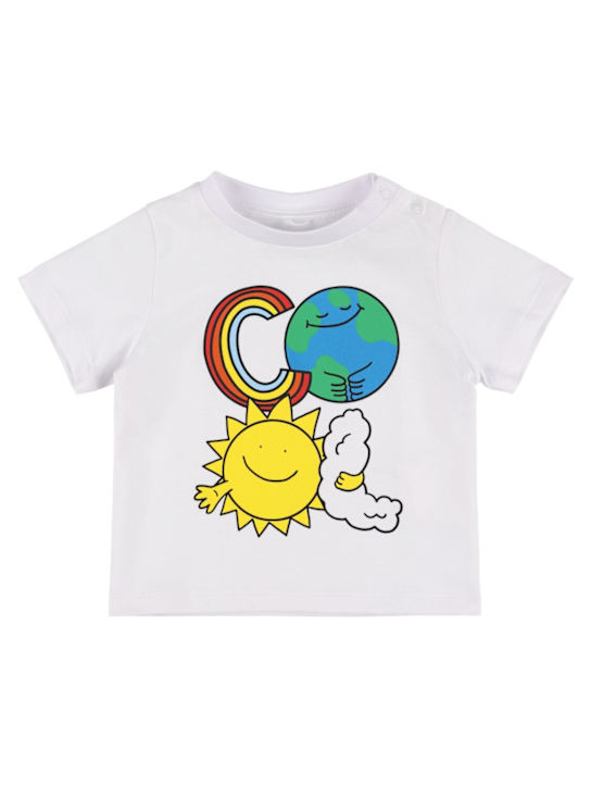 Stella McCartney Kids: Printed cotton jersey t-shirt - ホワイト - kids-boys_0 | Luisa Via Roma