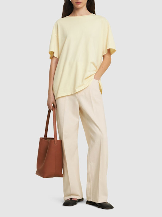 Carven: Cotton straight pants - Light Beige - women_1 | Luisa Via Roma