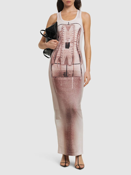 Printed stretch cotton long dress - Thumbnail 2