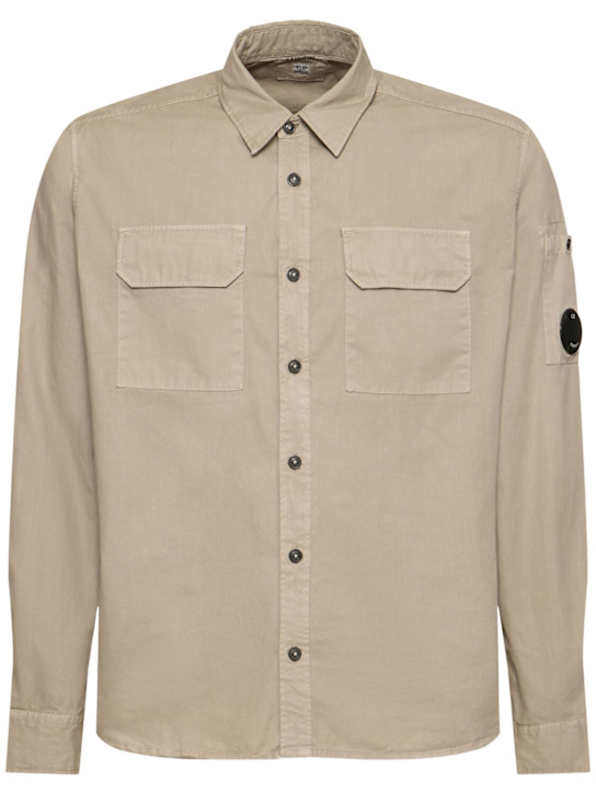 C.P. Company: Organic gabardine lens shirt - Vintage Khaki - men_0 | Luisa Via Roma