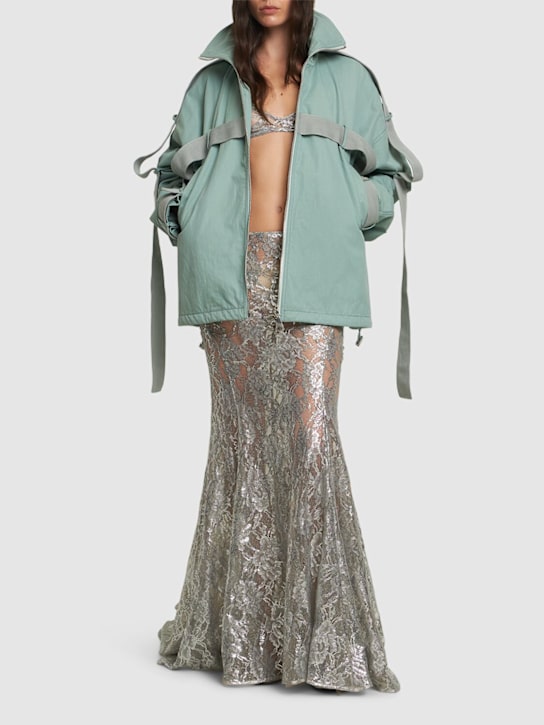 The Attico: Gabardine bomber jacket - Sage Green - women_1 | Luisa Via Roma