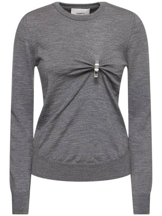 Coperni: Pull-over col rond en maille avec pince - Gris - women_0 | Luisa Via Roma