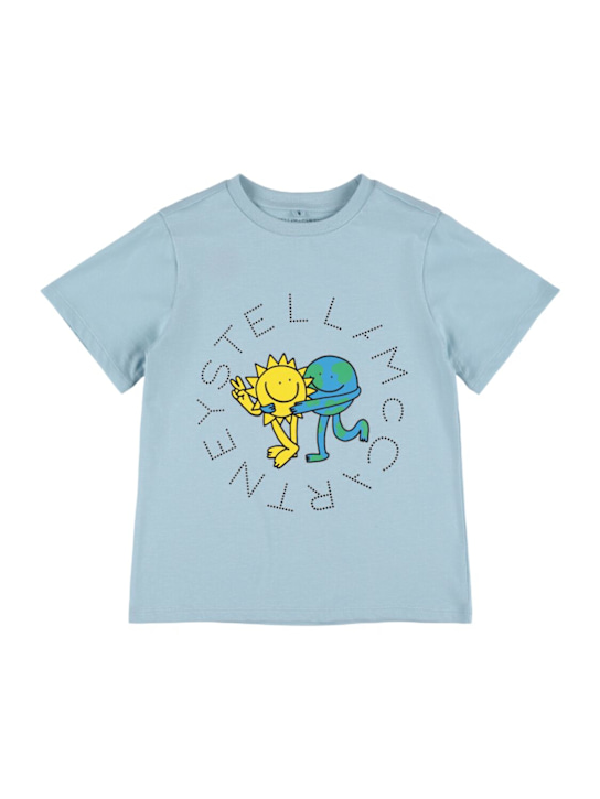 Stella McCartney Kids: Printed cotton jersey t-shirt - ライトブルー - kids-boys_0 | Luisa Via Roma