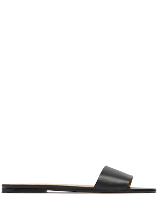 The Row: Signum flat leather slide sandals - Black - women_0 | Luisa Via Roma