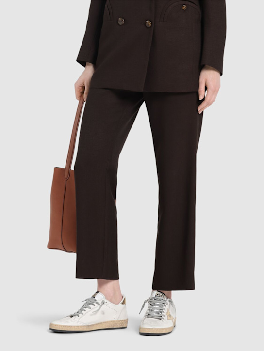 Golden Goose: 20毫米Ball Star皮革运动鞋 - Milk/Gold - women_1 | Luisa Via Roma