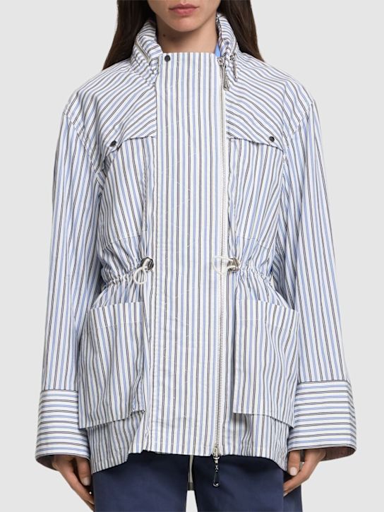 Rabanne: Cotton poplin jacket w/hood - Blue/Multi - women_2 | Luisa Via Roma