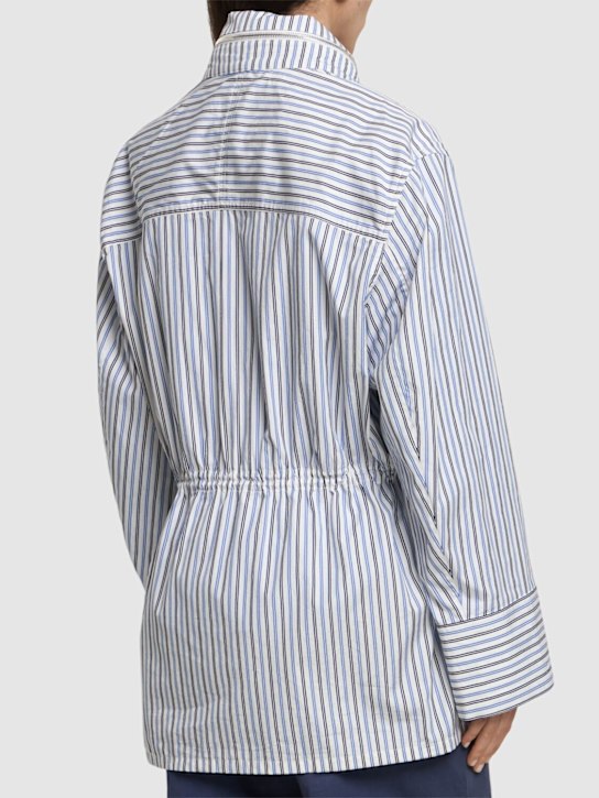 Rabanne: Cotton poplin jacket w/hood - Blue/Multi - women_3 | Luisa Via Roma