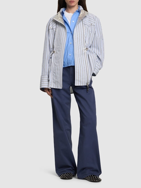 Rabanne: Cotton poplin jacket w/hood - Blue/Multi - women_1 | Luisa Via Roma