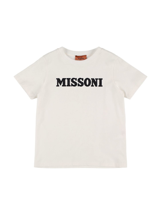 Missoni: Printed cotton jersey t-shirt - ホワイト - kids-girls_0 | Luisa Via Roma