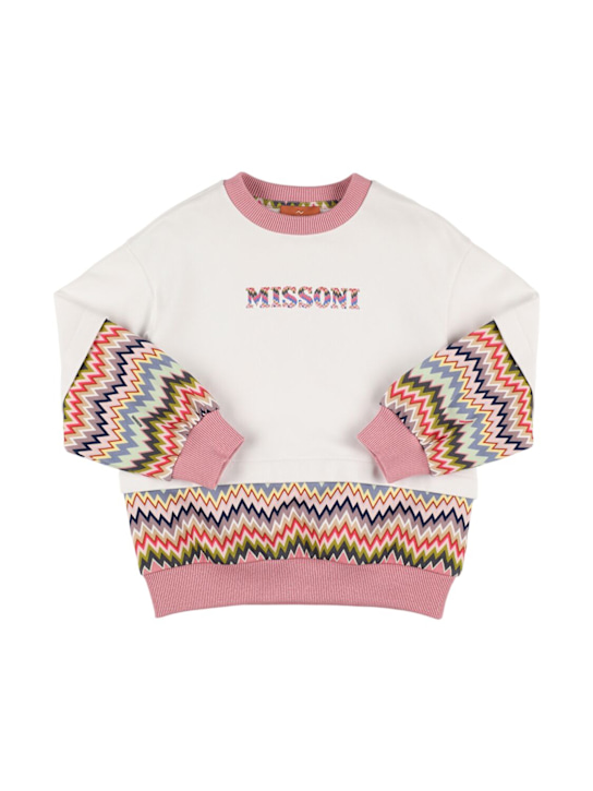 Missoni: Printed cotton sweatshirt - ホワイト/マルチ - kids-girls_0 | Luisa Via Roma