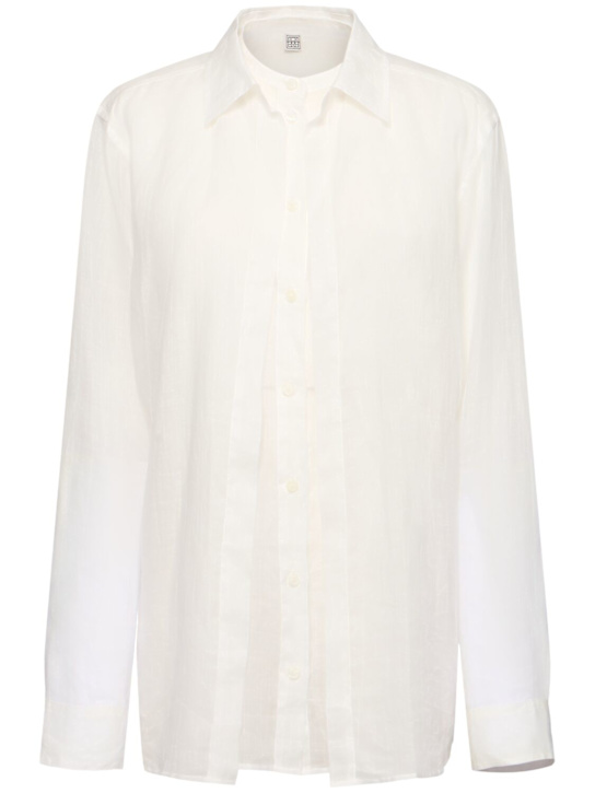 Toteme: Double collar ramie shirt - White - women_0 | Luisa Via Roma