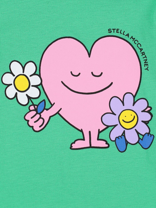 Stella McCartney Kids: Printed cotton jersey t-shirt - グリーン - kids-girls_1 | Luisa Via Roma
