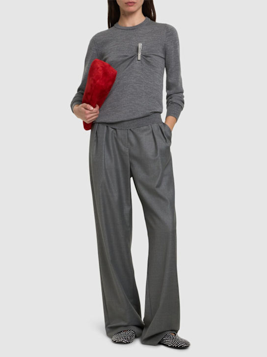 Coperni: Pull-over col rond en maille avec pince - Gris - women_1 | Luisa Via Roma