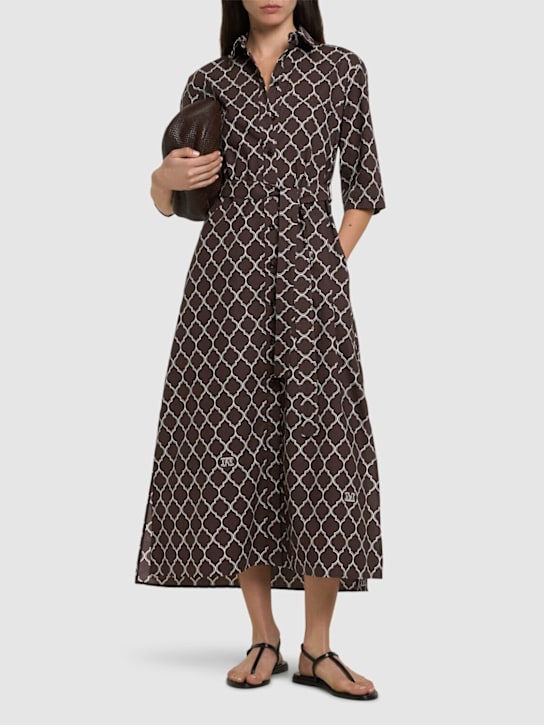 Max Mara: Daniel プリント柄コットンポプリン ロングドレス - women_1 | Luisa Via Roma