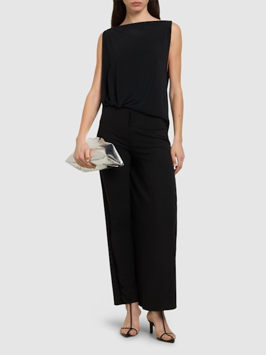 Courrèges: Infinity viscose crepe jersey pants - Black - women_1 | Luisa Via Roma