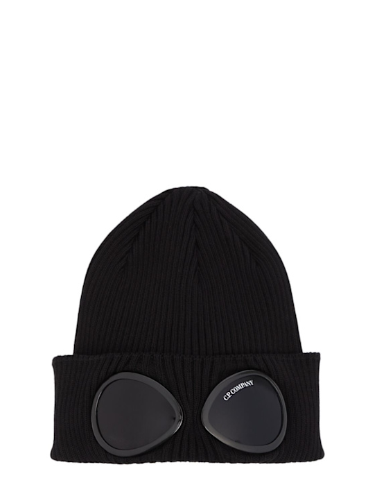 C.P. Company: Cotton goggle beanie hat - Schwarz - men_0 | Luisa Via Roma