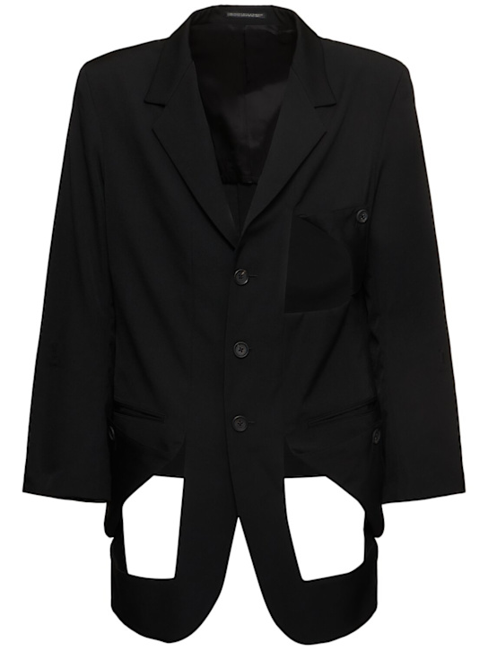 Yohji Yamamoto: Diagonal button wool jacket - men_0 | Luisa Via Roma