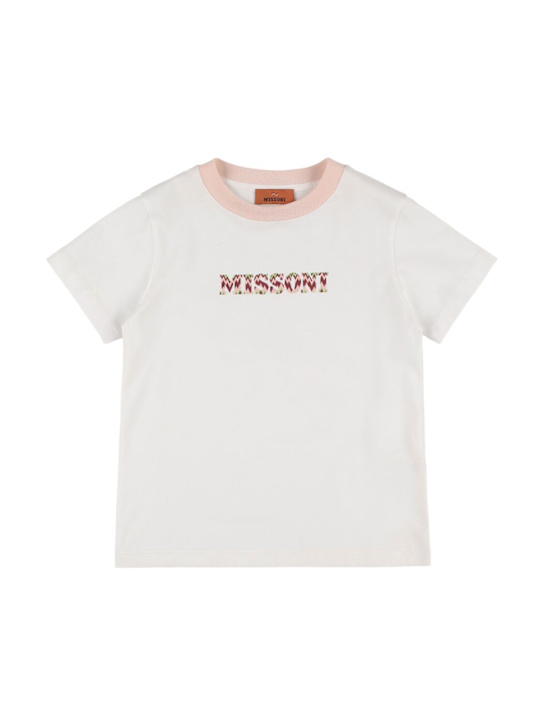 Missoni: T-shirt in jersey di cotone stampato - Bianco - kids-girls_0 | Luisa Via Roma