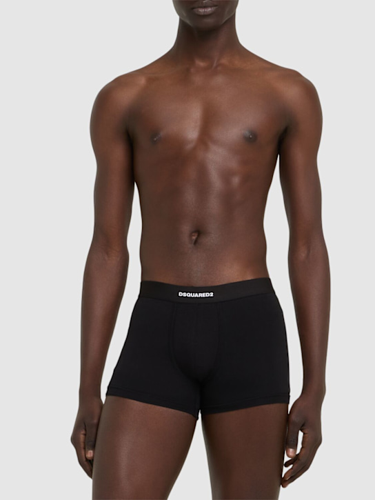 Dsquared2: Pack of 2 stretch cotton boxer briefs - Black/White - men_2 | Luisa Via Roma