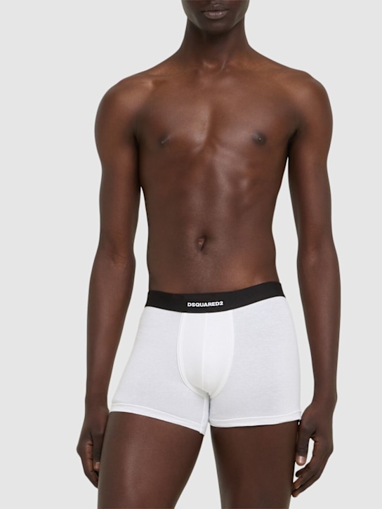 Dsquared2: Pack of 2 stretch cotton boxer briefs - Black/White - men_1 | Luisa Via Roma