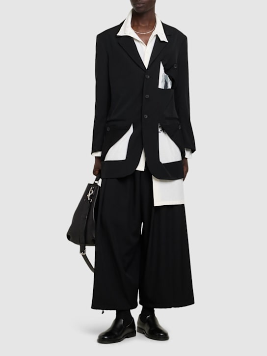 Yohji Yamamoto: Diagonal button wool jacket - men_1 | Luisa Via Roma